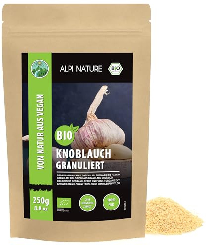 Alpi Nature Vitlök Granulerad BIO 250g, Torkad och Granulerad Vitlök, Ekologiska Vitlöksgranulat