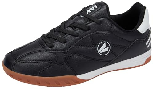 JAKO Kinder Fußball Schuhe Training Sport Jungen Fussballschuhe NonMarking Hallenschuhe Sportschuhe J-SI Signature in Weiß/Schwarz in Größe 35