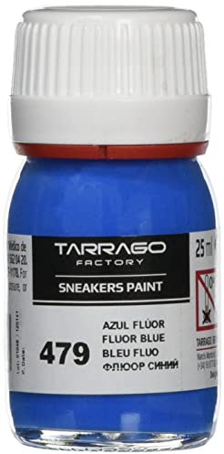 Tarrago Schuhfarbe Fluo Blue 479, 25 ml, mit Pinsel und Schwamm, für Glattleder, Kunstleder oder Canvas