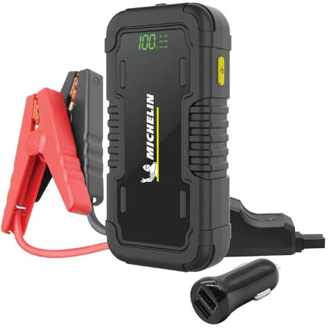 MICHELIN MJS160 Jump Starter und Power Bank | Starthilfegerät 16.000 mAh | Spitzenstrom von 2000A / 12V Fahrzeuge | LED Licht | Geeignet für 6.0l Benzin und 4.0l Diesel