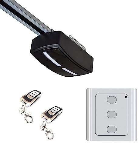 Kit motor para puerta seccional de garaje Tommy 1000N para puertas con altura máxima de 2,60m, 2 mandos de llavero y mando inalámbrico de pared