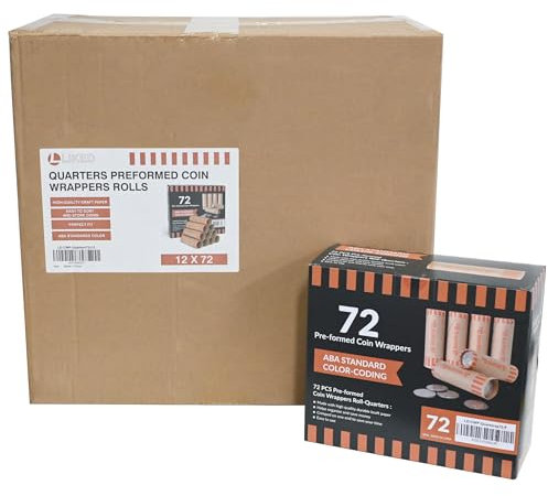 L LIKED 864 Stück Viertel vorgeformte Münzrollen-Viertel (72 Stück x 12 Boxen)