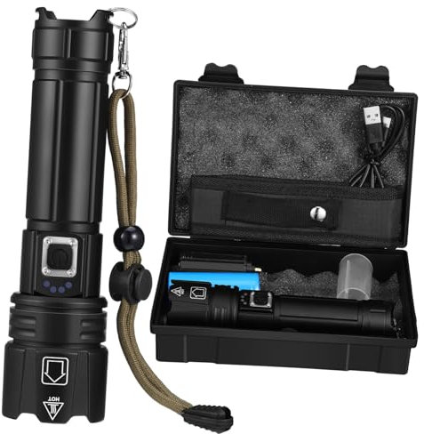 Kisangel 5000mah Aufladbare Led-taschenlampe Mit Hoher Helligkeit Und Leuchtweite Wiederaufladbare Taschenlampe Aus Aluminiumlegierung Robust Und Verschleißbeständig Mit Sos-funktion Und No