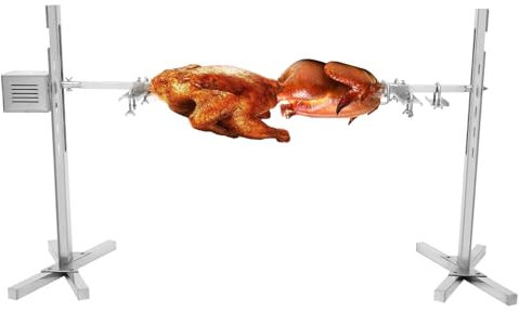 Barbecue à cochon de lait en acier inoxydable, 220 V, rôtissoire électrique, tournebroche, hauteur réglable, avec 2 pieds de support en acier inoxydable, pour poulet et cochon de lait