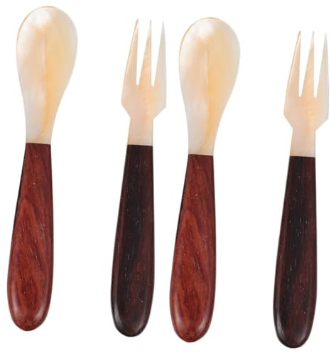 Garneck 2sets Dessert Forks Spoons Soup Spoon Comfortable Handle Mix Match Flatware for Breakfast Lunch Tea