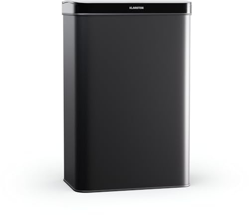 KLARSTEIN Cubo de basura cocina 50L - papelera con sensor sin contacto, cierre suave, acero inoxidable negro mate, apertura automática y manual, ideal para hogar y oficina
