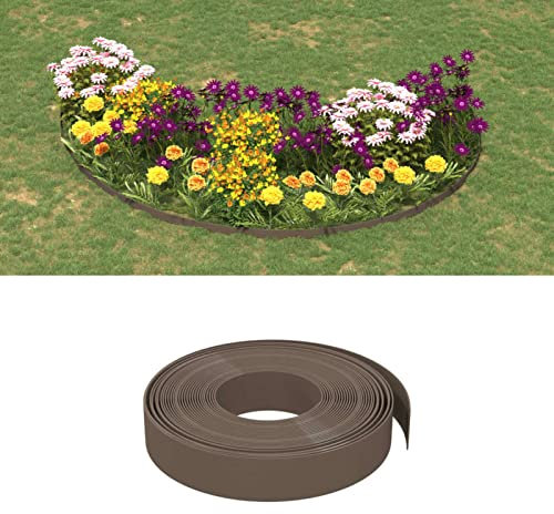 ShGaxin Rasenkante Braun 10 m 10 cm Polyethylen, Beetumrandungen, Beeteinfassung, Grabumrandung, Zaun Garten, Beetabgrenzung, Beetzaun