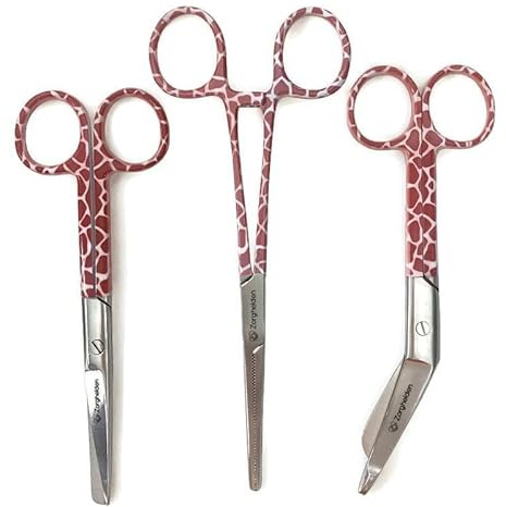 Lot de ciseaux d'infirmière « girafe » - Certificat MDR - Ciseaux à bandage - Ciseaux - Kocher - Accessoires d'infirmière - Cadeau d'infirmière