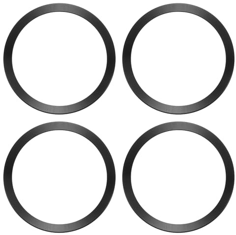 sourcing map Universal Metal Ring Sticker Wireless Magnetic Charger Magnet Ring Stickers 55x0.9mm(ODxT) for Phone Case for All Cellphones, 4 Pack, Sequin Black