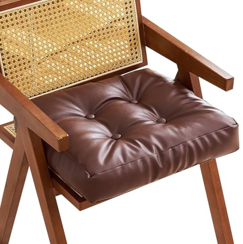 Leder Stuhlkissen 40x40/45X45 Sitzkissen Schwarz/Braun Outdoor Indoor- Wasserdichte Sitzpolster für Sitzauflage Matratzenkissen Sesselkissen Dicke Polsterung Bodenkissen(M1,40X40X7CM(16X16X3IN))