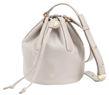 DUDU Piccola Borsa a Secchiello da Donna in Vera Pelle Con Tracolla Regolabile e Chiusura a Coulisse - Borsa a Tracolla Elegante e Compatta Con Cordoncino, Perfetta per l'Uso Quotidiano Perla, Perla