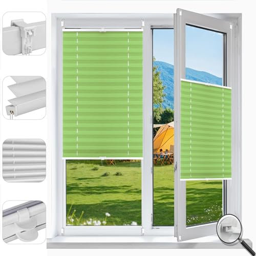 Grün Weich Plissee Verdunklungsrollos 85x105cm Tag und Nacht lichtdurchlässig und verdunkelt, Fensterrollo für Fenster Türen Wohnkultur