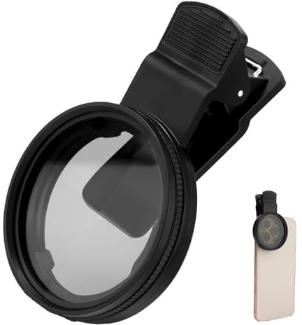 AHRLIC 52mm Clip-On CPL Filter, Universal Polarizing Lens for Smartphones, Compatible with iOS & Android Devices, Enhance Color, Reduce Glare, Eliminate Reflections, Easy to Install (Black)
