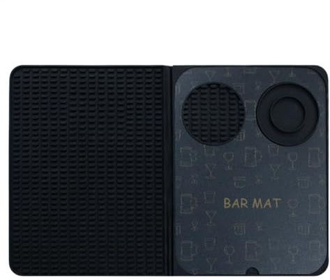 Personalisierte Bar-Matte – Silikon-Cocktail-Matte | rutschfestes Barkeeper-Pad zum Trocknen von Glas, Mixen und Servieren | Klappbar für Restaurant, Café oder Zuhause