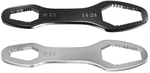 GKYQVE Juego de 2 llaves universales ajustables de tamaño de bolsillo para tuercas de 8 a 24 mm, llave de doble extremo para mantenimiento de automóviles y bicicletas, herramienta de ajuste de