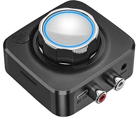 Tendak Bluetooth 5.0-mottagare, Bluetooth-ljudadapter för musikstreamingljudsystem, RCA Aux 3,5 mm trådlös ljudadapter för smartphones TV PC bilhögtalare TF-kort