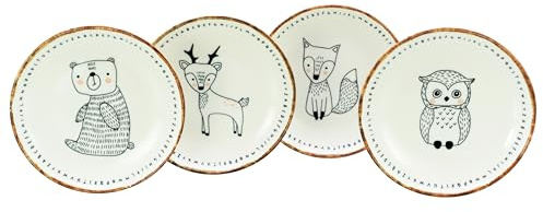 CreaTable, 21570, Serie Freunde des Waldes, 4-teiliges Geschirrset, Mehrzweckschale aus Steinzeug, spülmaschinen- und mikrowellengeeignet, Qualitätsproduktion