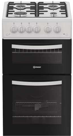 Indesit ITG5GMW 50cm Gas Twin Cavity Cooker – White – A+ Rated, 54L Main Oven, Separate Grill