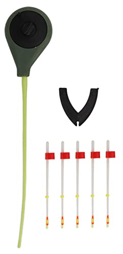 DANAIXZ Juego de Puntas para caña de Pescar en Hielo, 5 Piezas, Material ABS, Ligero, Flexible, fácil de enganchar Peces, portátil para Pesca en río, Lago, océano, Verde y Blanco (100mm)