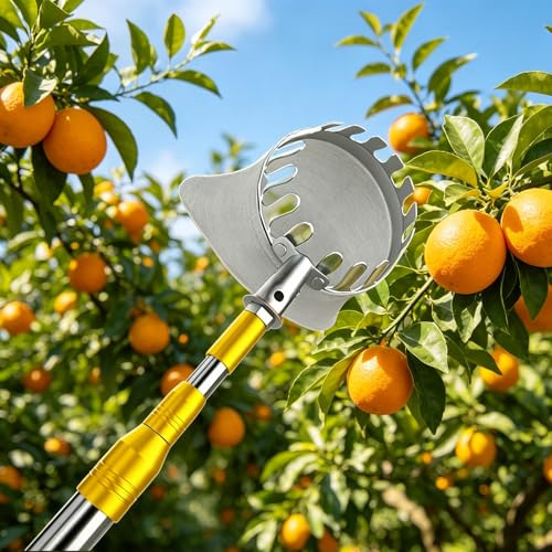 Machtiging ApfelpflüCker Mit Teleskopgriff,ApfelpflüCker Mit Extra Dickem Baumwollbeutel,Erntehelfer ObstpflüCker Mit Stoffbeutel,ObstpflüCker Mit Teleskopstange,FüR äPfeln,Pflaumen,Birnen
