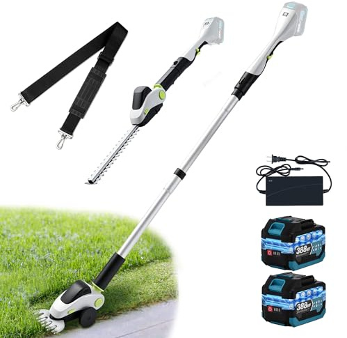 2-in-1 Akku Grasschere & Strauchschere für Makita 18V Akku Abnehmbar Stiel | 110° Verstellbarer Winkel,Messer 30 cm (Strauch) / 13 cm (Gras) Heckenschere Rasenschere