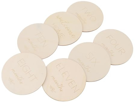 Ycauty Cartes de jalon mensuelles pour bébé accessoires photo charmants pour capturer des moments du livre commémoratif bois synthétique 7 pièces
