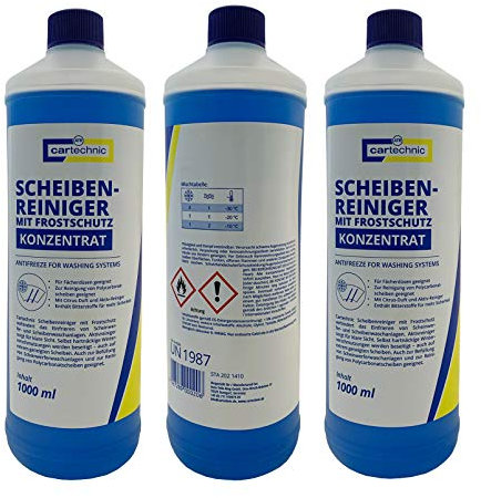 3x 1Liter cartechnic Scheibenreiniger mit Frostschutz-Konzentrat, Auto Scheibenfrostschutz, Frostschutzmittel auch für Scheibenwaschanlage