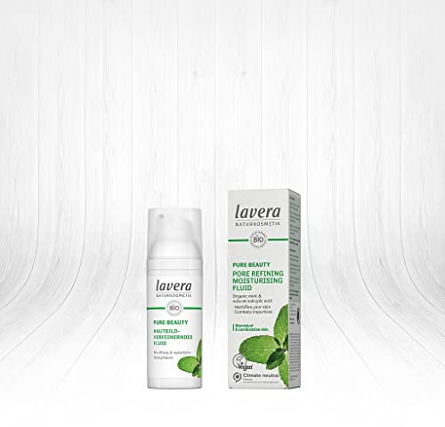 lavera Pure Beauty Pore Refining Feuchtigkeitsfluid – Mattiert Ihre Haut und bekämpft Unreinheiten – Naturkosmetik – Vegan – 50 ml