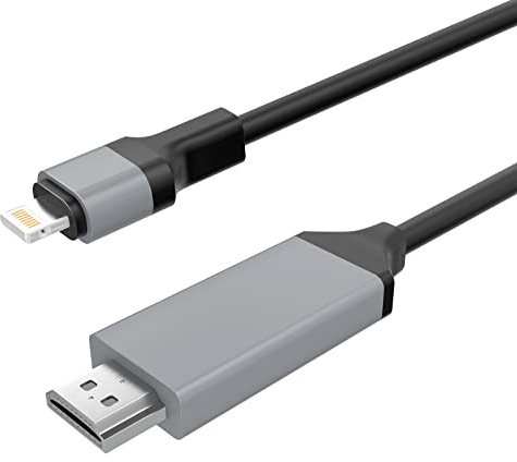 [Apple MFi Certified] Lightning to HDMI,iPhone to HDMI Adapter Cable 2K Lightning to Digital AV Adapter Sync Screen Converter for iPhone iPad iPod on TV Monitor Projector-6.6ft,Plug and Play (Black)