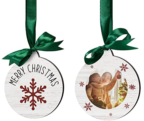 Individueller Weihnachtsanhänger für den Christbaum - Weihnachtskugel mit Foto Namen Text personalisiert - Christbaumschmuck Holz - Baumschmuck Deko - Geschenkanhänger