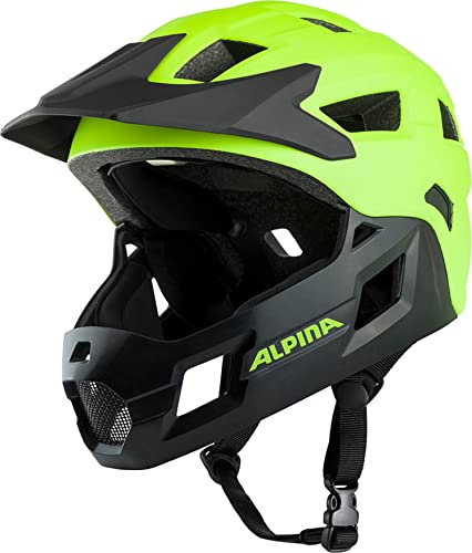 Alpina Rupi - Leichter & Sicherer Fullface-Helm für Kinder und Jugendliche, passend für Mountainbike-Einstieg, Abnehmbarer Kinnbügel, Verstellbare Passform, Optimal Belüftung, Visible matt, 50-55 cm