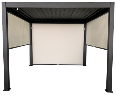 Tenda laterale oscurante per pergola bioclimatica Atena in textilene colore ecru, 3x2,5 metri.