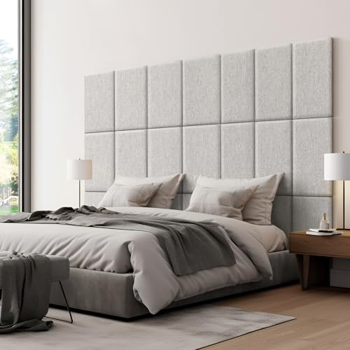[neu.haus] Wandkissen Carpino 3er Set 60 x 30 cm Wandpolster Textil Grau Wandpaneele gepolstert Kopfteil für Bett Polsterpaneel zum Kleben