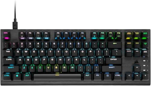 Corsair K60 RGB TKL RGB Tenkeyless Optical-Mechanical Wired Gaming Keyboard - OPX Switches - Polycarbonate Keycaps - iCUE Compatible - QWERTY NA Layout - Black (Renewed)