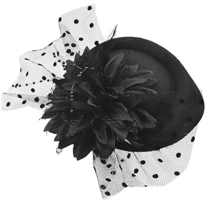 Dewocke Fascinator Hut Schwarz, Fascinator Hut Damen 20er 50er Jahre, Vintage Schleier Huts, Blume Federkleid Mesh Party Kopfbedeckung, Fascinators hüte für Frauen Mädchen Teeparty Hochzeit