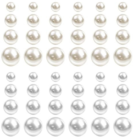 24 Pair Pearl Stud Earrings, 4 Mixed Sizes Simulated Pearl Earrings for Women, Round Ball Pearls Stud Set for Bridal, Wedding, Birthday, Christmas