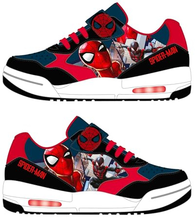 Scarpe Ginnastica Sneakers per Bambini Spider-Man Luci LED, Suola Luminosa, Luce Rossa,Varie Taglie (Nero Rosso, Sistema Taglie Calzature EU, Bambino Piccolo (2-5 Anni), Numero, Media, 27)