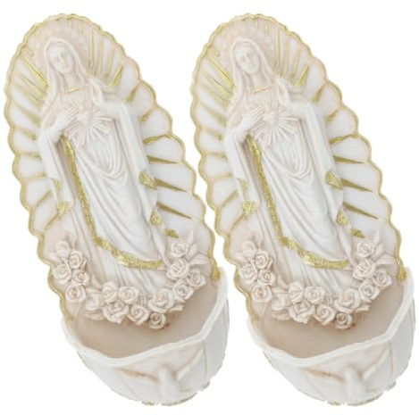 GATHINESS Acquasantiera da Parete in Ceramica Beige 2 Pezzi per Decorazione Casa Elegante e Versatile Adatta a Prima Comunione e Uso lungo Termine