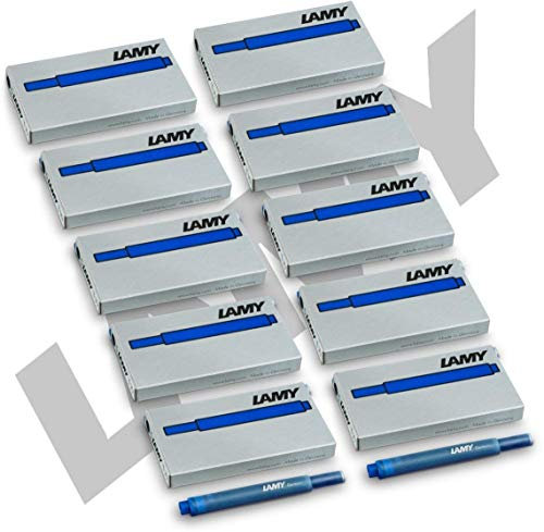 LAMY T10 10er Set löschbare Tintenpatronen mit großem Tintenvorrat - geeignet für alle Lamy Patronenfüllhaltermodelle - Inhalt 1,25ml je Patrone - 5 Stück pro Päckchen - Tintenfarbe blau