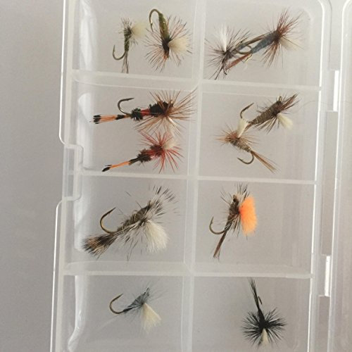Angeln Fliegen Parachute Dry Fly Selection-Box von 12 Fliegen