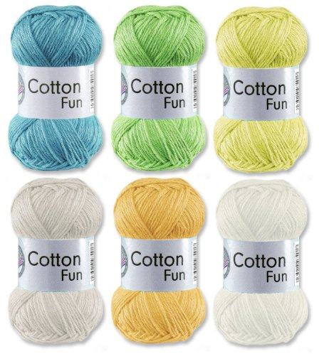 Gründl Cotton Fun Häkelgarn Schulgarn 100% Baumwolle SET Pastell Mischung 6 Stück 300 Gramm