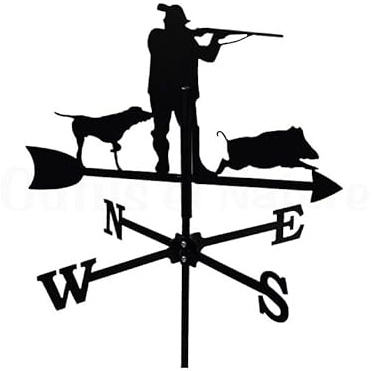 Girouette Chasseur avec son chien en fer forgé petit modèle