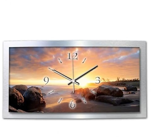 Kreative Feder Felsen Chill Out 3D XXL Designer leise Funk Wanduhr Funkuhr modernes Design WAA043FL (80x40cm)