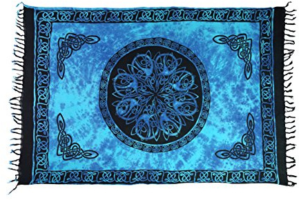 Ciffre Sarong Pareo Wickelrock Strandtuch Handtuch Lunghi Dhoti Wandbehang Keltisch Kreis Türkis