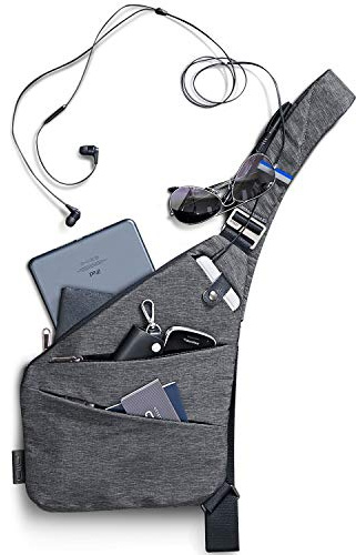 NIID-FINO Brusttasche Herren Und Damen, Sling Crossbody Bag Umhängetaschen Schultertaschen für Herren Multipurpose Rucksack Anti-Diebstahl &Wasserresistent (Grau, Rechte Hand) | Crossbody Bag,Multipurpose, Wasserresistent,Schultertaschen