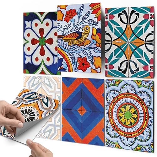 CREATISTO Fliesenfolie Fliesenaufkleber Mosaikfliesen - Klebefolie Aufkleber für Wand-Fliesen I Stickerfliesen - Mosaikfliesen für Küche, Bad, WC Bordüre (15x20 cm I 6 -Teilig)