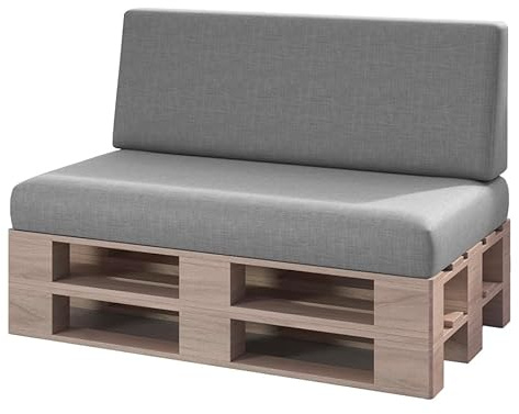 sunnypillow Set de 2 Coussins pour Canapé Palette Matelas Extérieur - d’Assise 120 x 80 x 15 cm + Dossier 120 x 40 x 20/10 cm - Coussin Salon de Jardin, Terrasse, Balcon - Gris