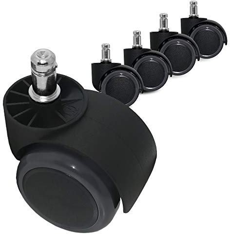 Office Chair Caster Wheels, Protecting Floor Rubber, Smooth and Quiet for Floors, Standard Stem Diameter, Easy Installation, Set of 5, Heavy Duty with BIFMA Quality
