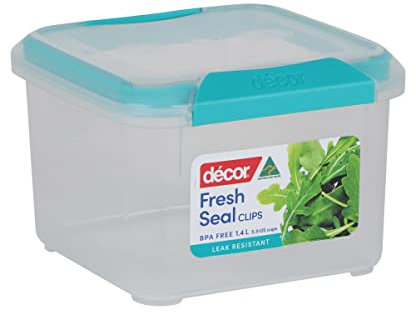 Décor Fresh Seal Clips Food Storage Container | Airtight and Leak Resistant Storage Boxes | Microwave, Freezer & Dishwasher Safe | 1.4L Capacity
