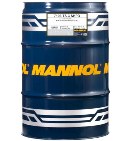 MANNOL 7103 TS-3 SHPD Motoröl 10W-40 mineralisch für Dieselmotoren, 60L | Ganzjahres-Mehrbereichsöl für Nutzfahrzeuge, Bau- und Landmaschinen, erfüllt API CH-4/SL, ACEA E7, MB 228.3, Euro I-IV